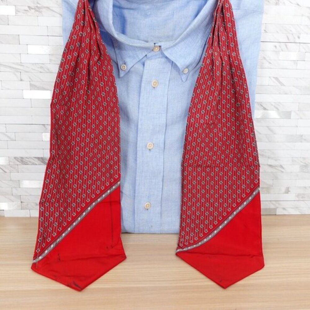 Ascot Cravat Neck Tie Mens Red Chain Link Western Victorian Tuxedo Suit Designer